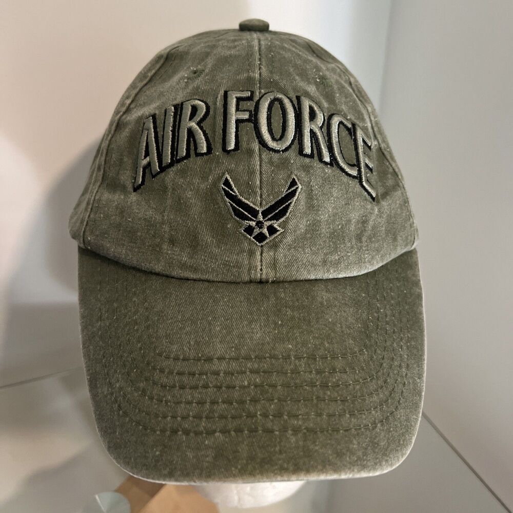 U.S. Air Force Insignia Hat USAF OD Green Baseball Cotton Cap Curved Bill